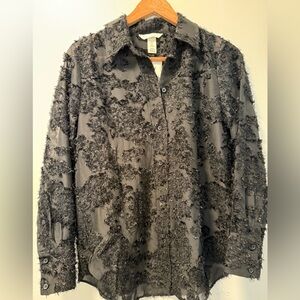 H&M Black Textured Blouse Size S